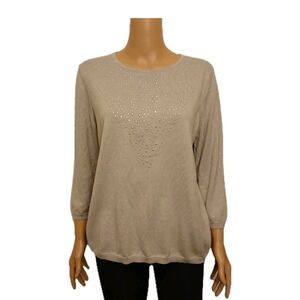 Alfred Dunner Sweater Top Crop Cardigan Size S Womens Used Gray silver stone